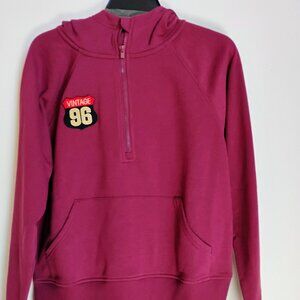 Size small kangaroo pocket, cotton blend fleece fabric hoodie.